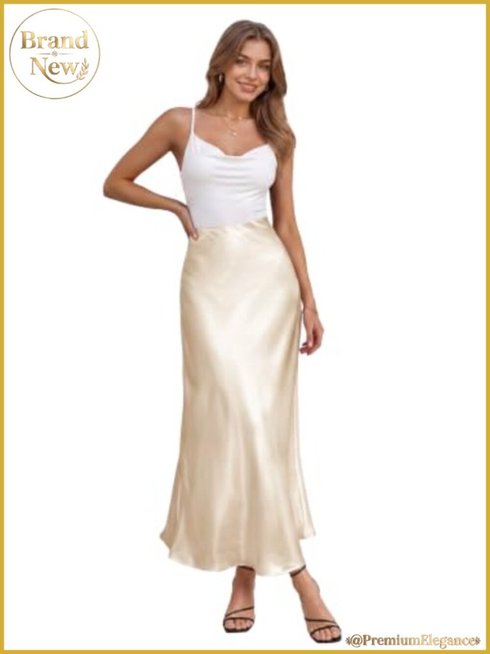 Women's High Waist Satin Maxi Skirt A-Line